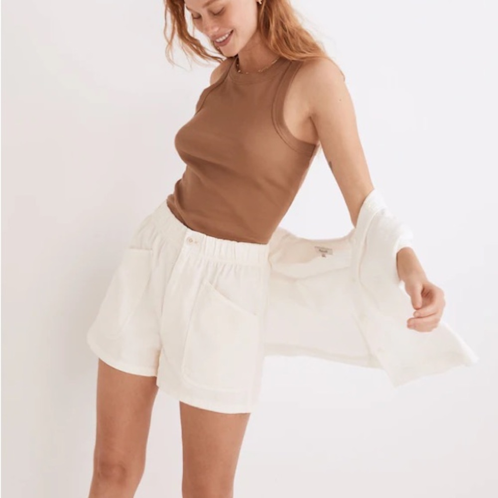 Madewell Garment-Dyed Pull-On Utility Shorts in Vintage Canvas Size 24